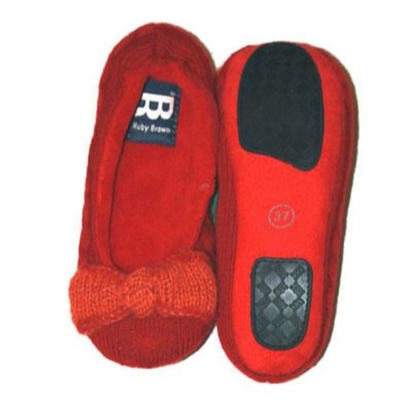 RUBY BROWN Red KNIT Braided BOWTIE Ballet SLIPPERS Ballerine CROCHET ( 37 ) - Picture 1 of 1